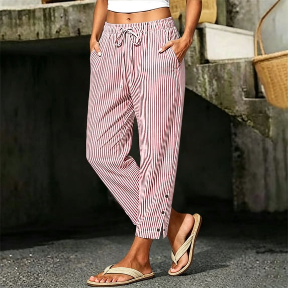 Bnwani Pants for Women, Fashion Wide Leg Elastic Waist Drawstring Causal Pants
