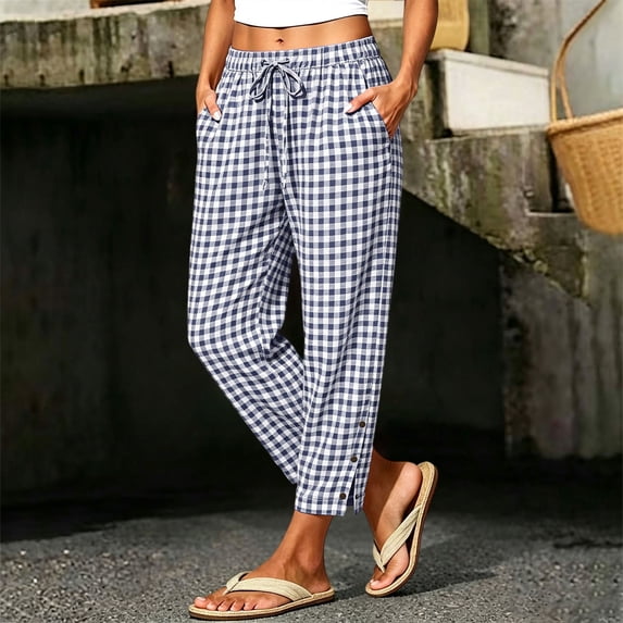 Bnwani Pants for Women, Fashion Wide Leg Elastic Waist Drawstring Causal Pants