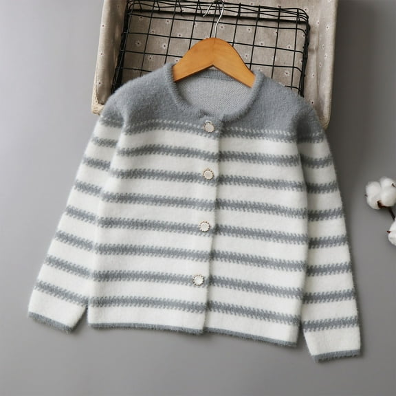 Bnwani Pullover Sweater White Girls New Winter Fashion Cardigan Casual Solid Sweater Gray