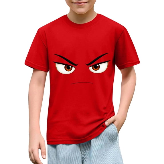 Bnwani Shirts for Boys Breathable Printed Girls T Shirts Crew Neck Tee Red Sizes 3-9