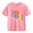 thumbnail image 1 of Bnwani Shirts for Girls Breathable Printed Boys T Shirts Crew Neck Tee Pink Sizes 3-9, 1 of 9