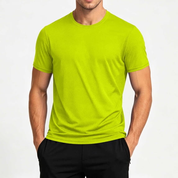 Bnwani Shirts for Men Casual Crew Neck Mens Shirts Lightweight Moisture-Wicking Tee Yellow S