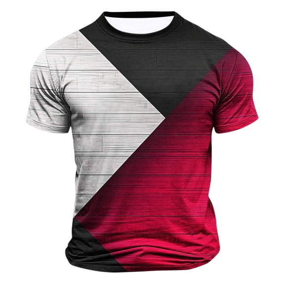 Bnwani Shirts for Men Crew Neck Breathable Shirts Lightweight Tee Red L