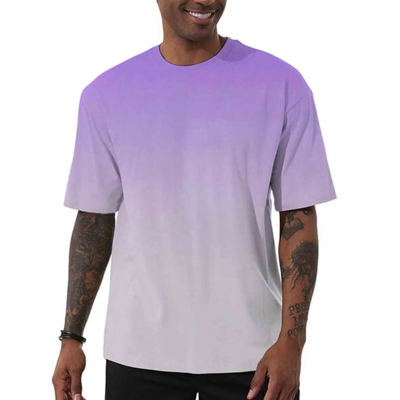 Bnwani Shirts for Men Quick Dry Tee Printed Active Shirts Purple 3XL