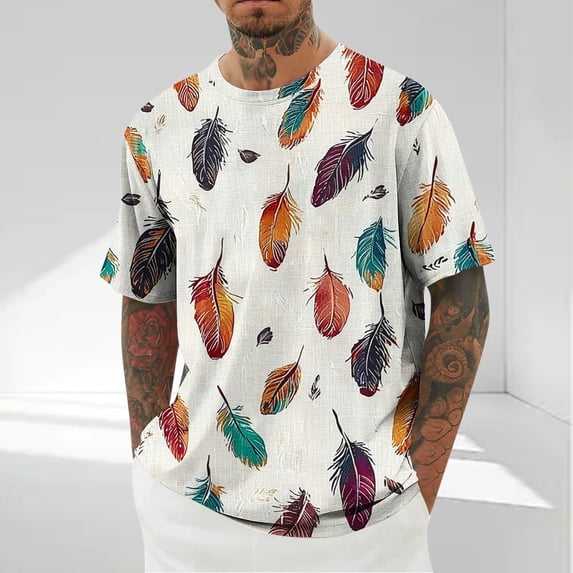 Bnwani Shirts for Men Quick Dry Tee Printed Summer Shirts Orange 2XL