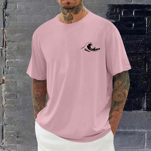 Bnwani Shirts for Men Lightweight Moisture-Wicking Shirts Quick Dry Tee Pink 4XL