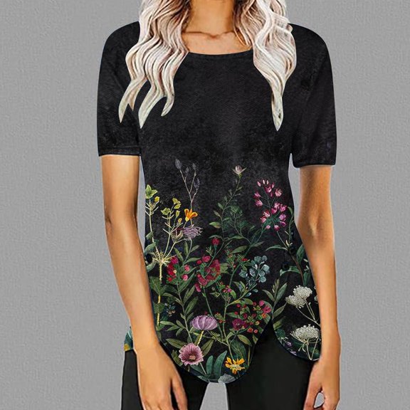 Bnwani Shirts for Women Going Out Tops Fashion Casual Casual Printed Black L(US:8)