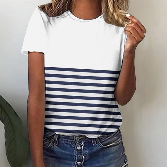 Bnwani Shirts for Women Going Out Tops Fashion Fashion Casual Printed Navy XL(US:10)