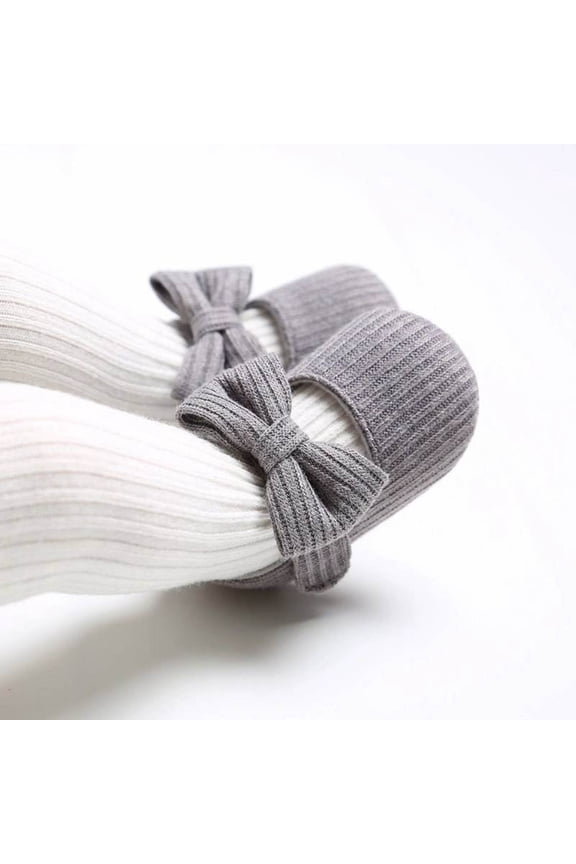 Shoes for Boys Child Wool Summer Shoes Infant Non-slip Bow Knitted Walking Shoes Gray Size 13