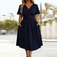 thumbnail image 1 of Bnwani Short Sleeve Dresses,Womens Dresses,Ruched,Fitted Waist,Solid,Casual,Navy,S, 1 of 5