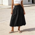 thumbnail image 1 of Bnwani Skirt for Women,Womens Skirts,Pockets,Elastic Waist,Casual,Pleated,Black,XL, 1 of 6