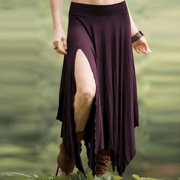 Bnwani Skirts for Women,Womens Skirt,High Waist,Handkerchief,Flare,Solid,Purple,S
