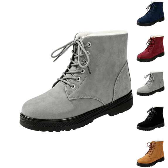 Bnwani Snow Boots for Women,Non Slip Snow Boots,Warm,Thick Sole,Metal Eyelet,Cold Weather,Gray,36(US:5.5)