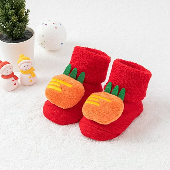 Bnwani Socks for Boys Crew Walking Floor Knitted Non-Slip Cute Socks Red 12 Months