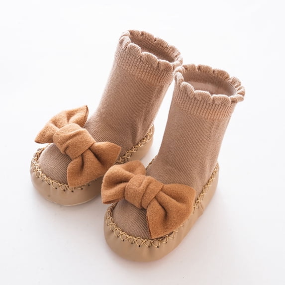 Bnwani Socks for Boys Crew Walking Floor Solid Color Indoor Non-Slip Socks Yellow 0-3 Months