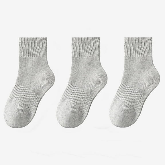 Bnwani Socks for Boys Winter Cotton Knee High Solid Color Sports Sweat Absorbing Socks Gray 10-12 Years 3 Pack