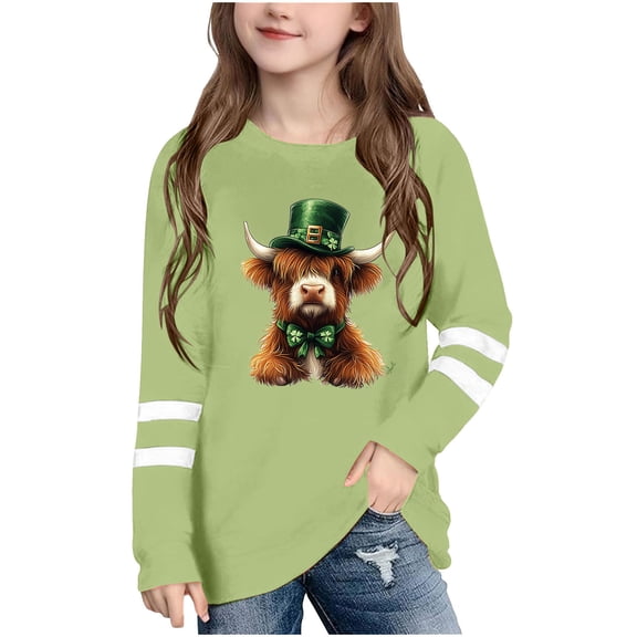 Bnwani St. Patricks Day Long Sleeve Toddler Shirt Crew Neck Casual Fashion Cute Printed Tops 3-4t