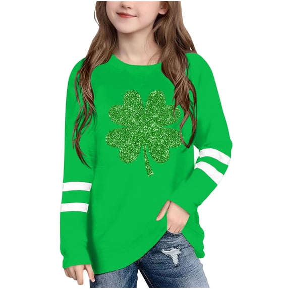 Bnwani St. Patricks Day Long Sleeve Toddler Shirts Boys Crew Neck Casual Fashion Cute Printed Tops 9 Years