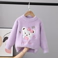 thumbnail image 1 of Bnwani Striped Sweater for Girls Winter Fashion Knitted Cotton Crew Neck Thickened Bear Printed Sweater Purple, 1 of 3
