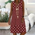 thumbnail image 1 of Bnwani Summer Dresses,Ladies Dresses,V-Neck,Polka Dot,Printed,Sleeveless,Wine,XL, 1 of 6