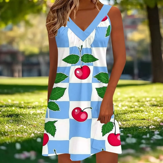 Bnwani Summer Dresses for Women,Dresses for Women,Printed,Casual,V-Neck ...