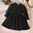 thumbnail image 1 of Bnwani Summer Skirts Kid Girl Long-sleeved A-line Flowers Bow Dresses Cute Black Dresses 6T, 1 of 6
