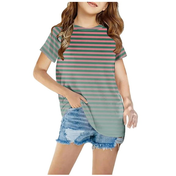 Bnwani Summer Tops Boy Girls Short Sleeve Casual Botton T-Shirt Shirts Crop Printed Tops Size 110