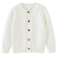 thumbnail image 1 of Bnwani Sweaters for Girl Knitted Cotton Crew Neck Long Sleeve Cardigan Solid Sweater White, 1 of 2
