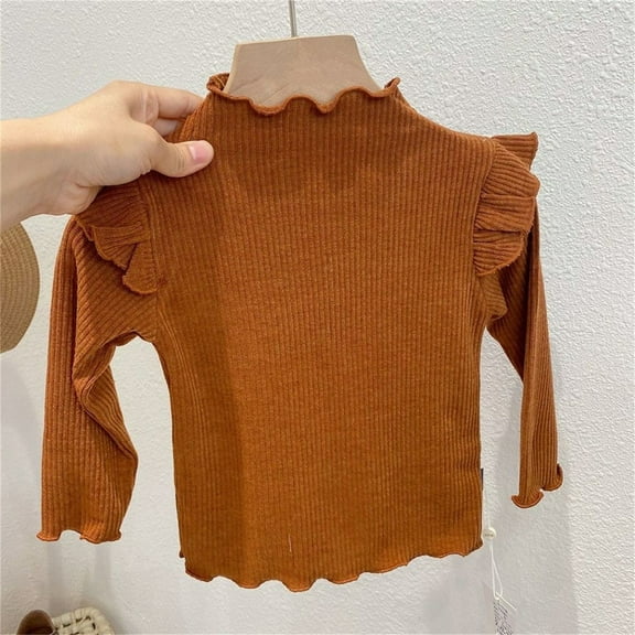 Bnwani Sweaters for Girl Toddler Turtleneck Flying Sleeve Long Sleeve Solid Sweater Yellow