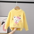 thumbnail image 1 of Bnwani Sweaters for Girl Winter Fashion Knitted Cotton Pullover Crew Neck Thickened Bear Printed Sweater Yellow, 1 of 3