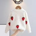 thumbnail image 1 of Bnwani Sweaters for Girls Kids Knitted Cotton Crew Neck Long Sleeve Comfortable Casual Strawberry Printed Sweater White, 1 of 3