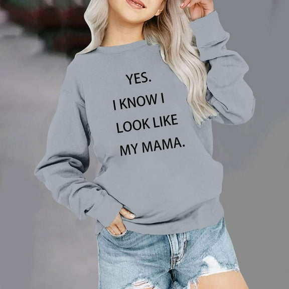 Bnwani Sweatshirt Girls Crew Neck Long Sleeve Short Sweatshirt Printed Tops T-Shirts Pullover