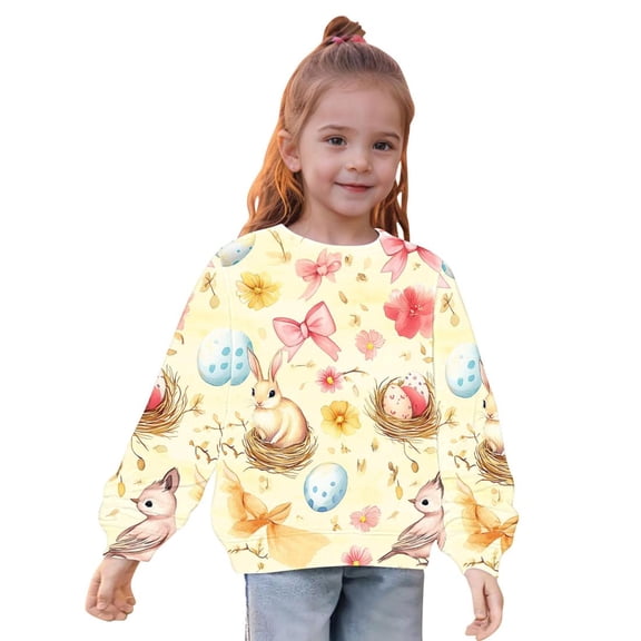 Bnwani Sweatshirt Girls Long Sleeve Sweatshirt Easter Printed Pullover Size 7-8
