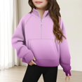 thumbnail image 1 of Bnwani Sweatshirt Girls Zip Mock Neck Long Sleeve Half Zip Crop Fleece Sweatshirt Gradient Pullover Size 7-8, 1 of 5