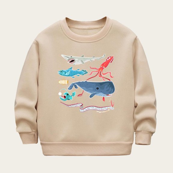Bnwani Sweatshirt for Boys Crew Neck Long Sleeve Winter Warm Sweatshirt Printed Pullover Size 7-8