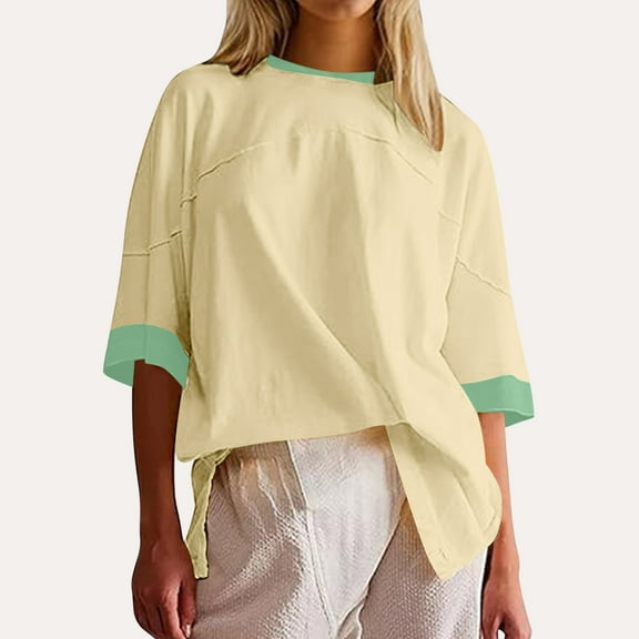 Bnwani T Shirts for Women Going Out Tops for Women Comfortable Fashion Dailywear Solid Yellow S(US:4)