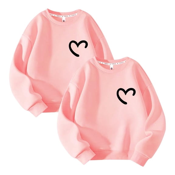 Bnwani Teen Girl Sweatshirt Cotton Crew Neck Long Sleeve Sports Sweatshirt Hearts Tops Pullover