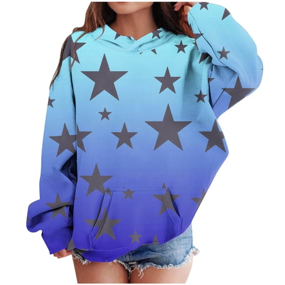 Bnwani Teen Girls Hoodies Crew Neck Long Sleeve Pockets Sweatshirt Graphic Printed Tops Pullover