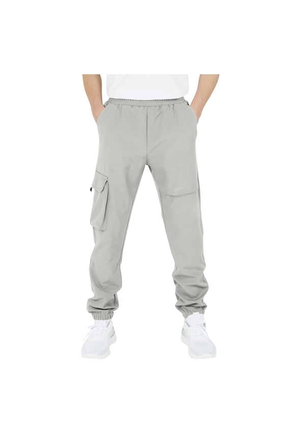 Toddler Cargo Pants Pull-On Elastic Waist Water Resistant Outdoor Solid with Pockets Pant Gray