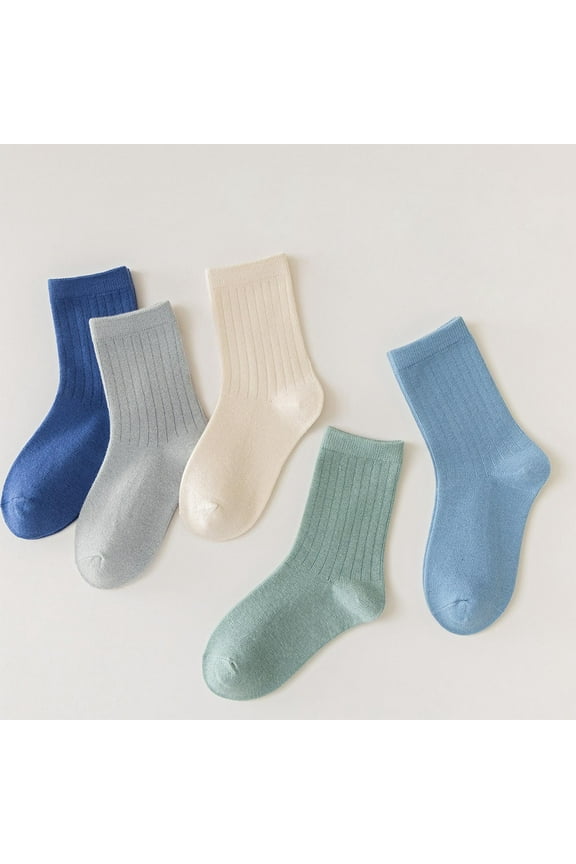 Toddler Cotton Socks Boys Solid Color Socks Blue 2-3t
