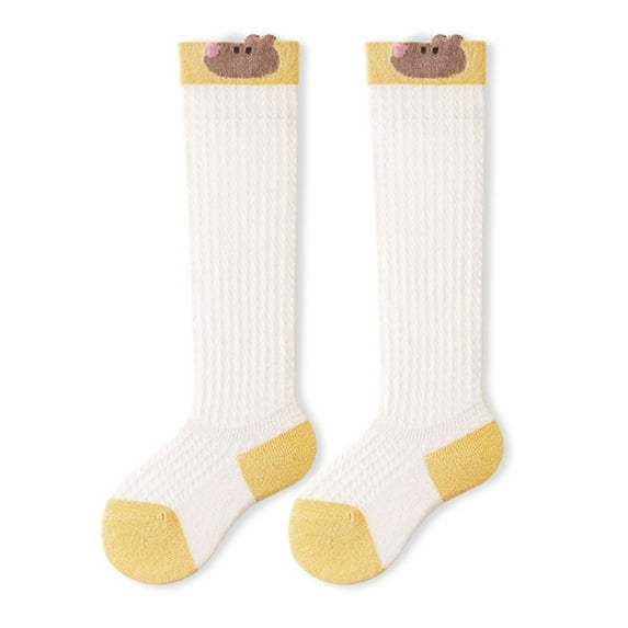 Bnwani Toddler Cotton Socks Toddler Knee High Floor Thin Solid Color Sports Sweat Absorbing Non-Slip Socks Yellow 2-3t