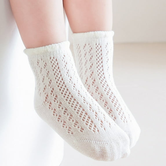 Bnwani Toddler Cotton Socks for Boys Crew Solid Color Breathable Cute Lace Floral Socks Gray