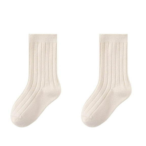 Bnwani Toddler Cotton Socks for Boys With Grips Crew Solid Color Socks Beige