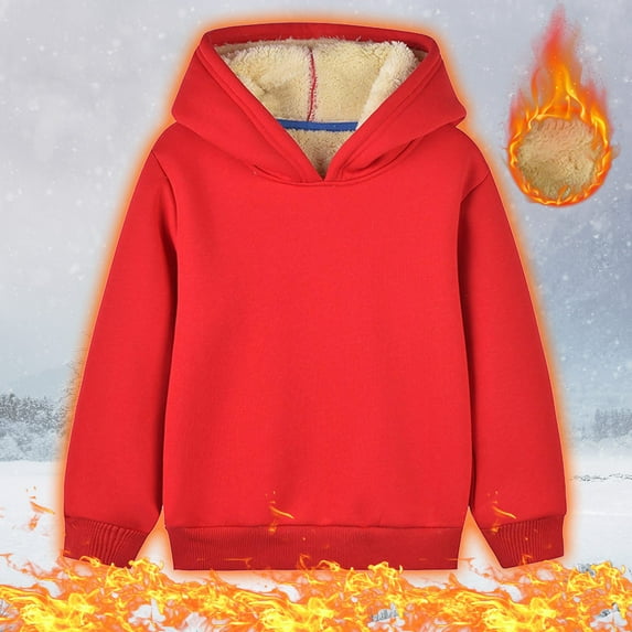 Bnwani Toddler Crew Neck Sweatshirts Boys Fashion Long Sleeve Fleece Warm Cotton Casual Sportswear Cute Solid Red Size 6 Years