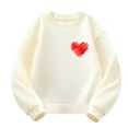 thumbnail image 1 of Bnwani Toddler Crew Neck Sweatshirts Boys Long Sleeve Cotton Sportswear Heart Print Beige Size 3-4t, 1 of 2
