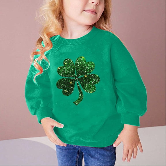 Bnwani Toddler Crew Neck Sweatshirts Long Sleeve Cotton Print Green Size 8-9 Years