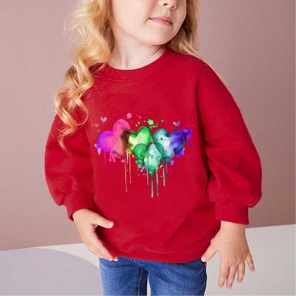 Bnwani Toddler Girl Sweatshirt Cotton Long Sleeve Winter Fall Sweatshirt Hearts Printed Sweater Pullover