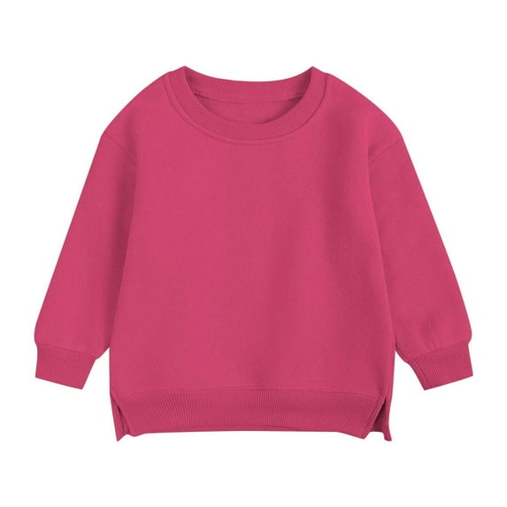 Bnwani Toddler Girl Sweatshirt Crew Neck Fleece Sweatshirt Plain Tops Sweater Pullover