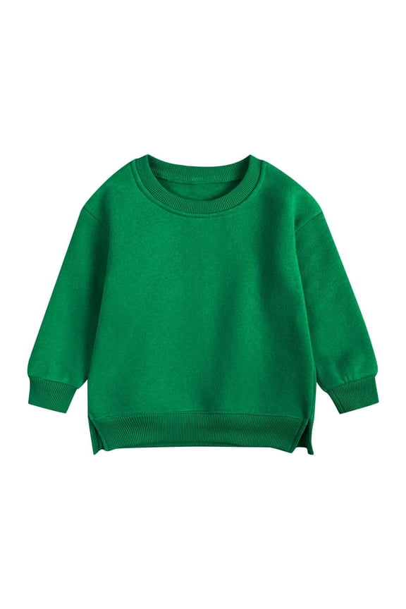 Toddler Girl Sweatshirt Crew Neck Fleece Sweatshirt Plain Tops Sweater Pullover