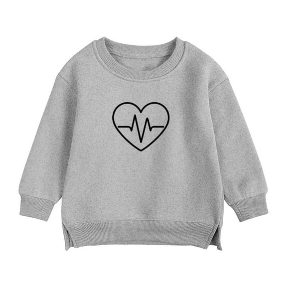 Bnwani Toddler Girl Sweatshirt Crew Neck Long Sleeve Short Sweatshirt Hearts Graphic Printed Tops Pullover